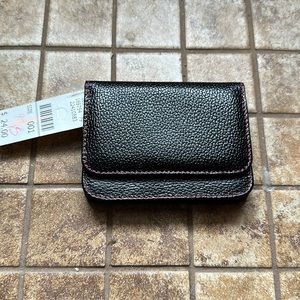 NWT. Talbots Black Leather Card Case.